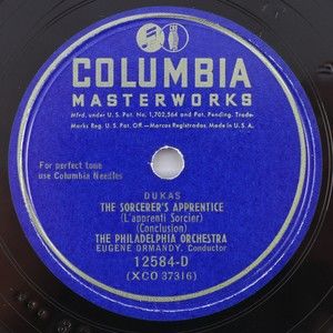 Dukas/Ormandy/Philadelphia Orchestra Sorcerer's Apprentice 78rpm Record 12584-D